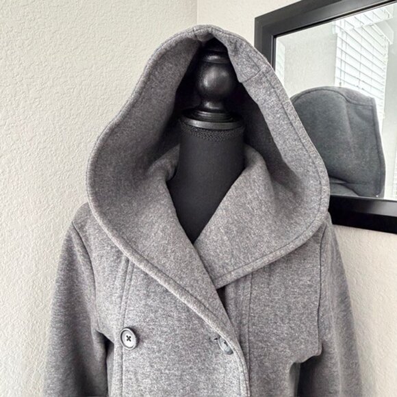 JAMES PERSE Gray Cotton Double Breasted Hooded Peacoat Jacket 4 - Picture 10 of 12